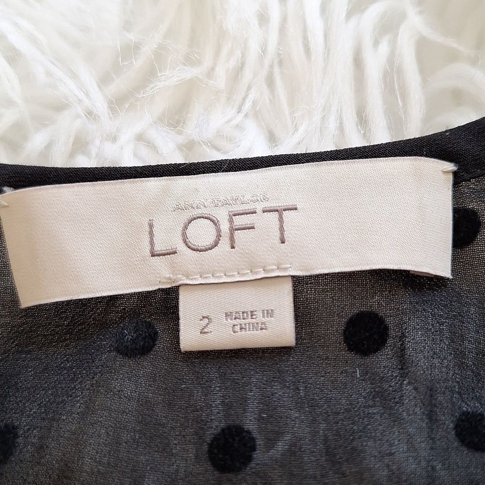 LOFT Black Polka Dot Layered Sheath Dress - Picture 10 of 14